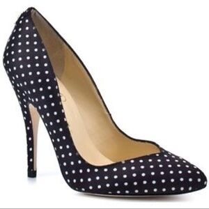 Ivanka Trump Elegant Black &White Polka Dot New Itchalta Satin Heel Pumps Size 7